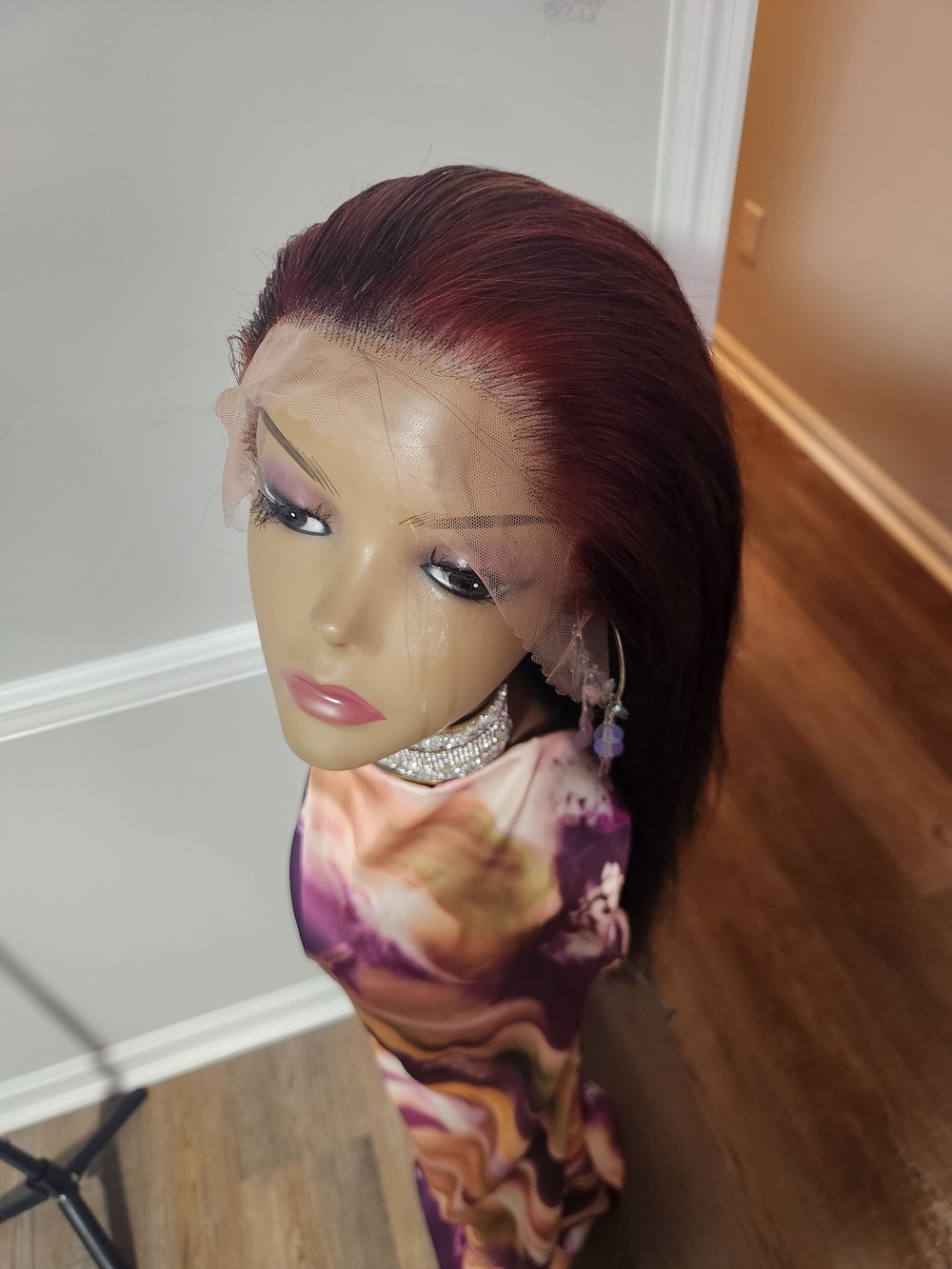 Pre-Everything Color-Dyed Burgundy  Lace Front Wig